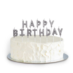 Metallic Silver Happy Birthday Toothpick Candles - 