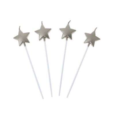 Metallic Silver Star Shaped Candles - 2