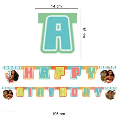 Moana Happy Birthday Letter Banner - 2