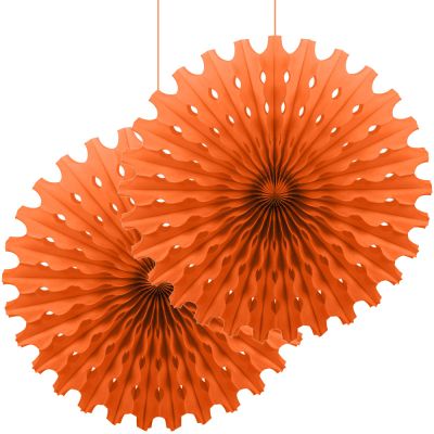 Orange Paper Fans - 2 pcs - 1