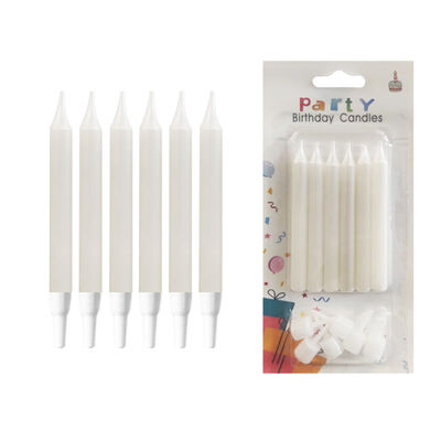 Pearl White Birthday Candles - 2