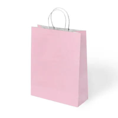 Pembe Büküm Saplı Kraft Çanta 25x31cm - 1