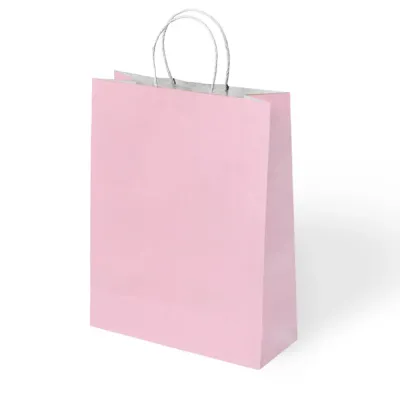 Pembe Büküm Saplı Kraft Çanta 31x41cm - 1