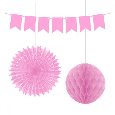 Pink Paper Decoration Set - 3pcs - 1