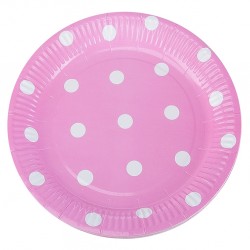 Pink Polka Dot Paper Plates - Kikajoy