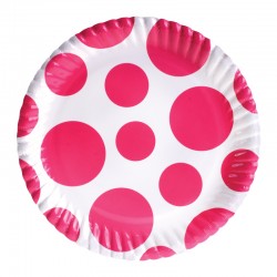 Polka Dot Mix Fuchsia Paper Plates - Kikajoy