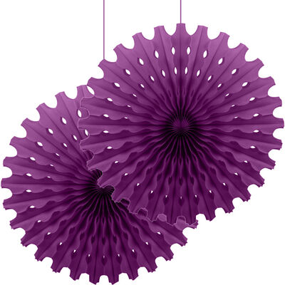 Purple Paper Fans - 2 pcs - 1