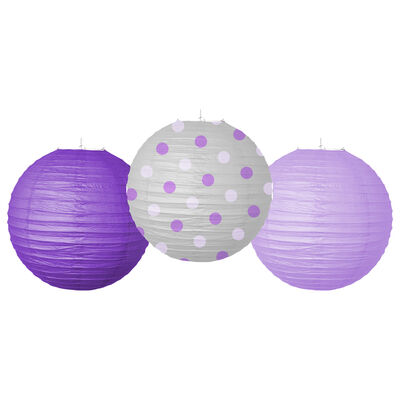  Purple Paper Lanterns - 3pcs - 1