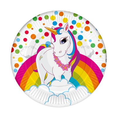 Rainbow Unicorn Paper Plates - Kikajoy Party Store
