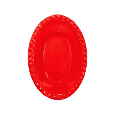 Red Plastic Oval Bowl - 1