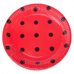 Red Polka Dot Paper Plates - Kikajoy