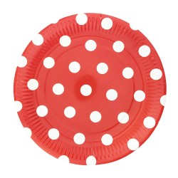 Red Polka Dot Paper Plates - Kikajoy