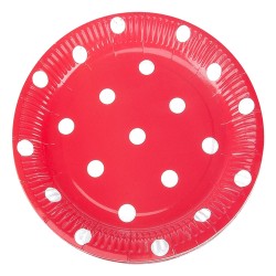 Red Polka Dot Paper Plates - Kikajoy