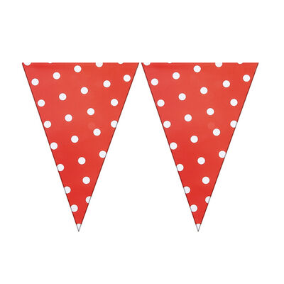 Red Triangle Flag Banner with White Polka Dots - 1