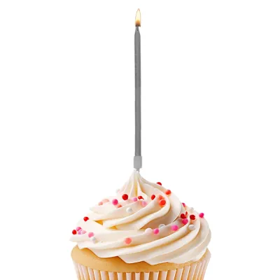 Retro Birthday Candles - Silver - 1