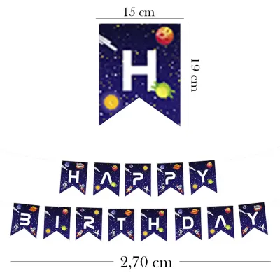 Rocket Space Happy Birthday Letter Banner - 2