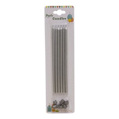 Silver Birthday Candles 14cm - 3