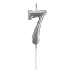 Silver Stick Numeral Candles 7cm No: 7 - 2