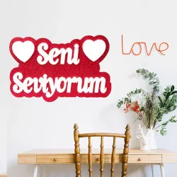 Seni Seviyorum El Yazılı Strafor Süs - 1