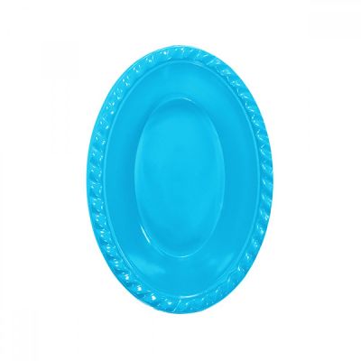 Turquoise Plastic Oval Bowl - 1