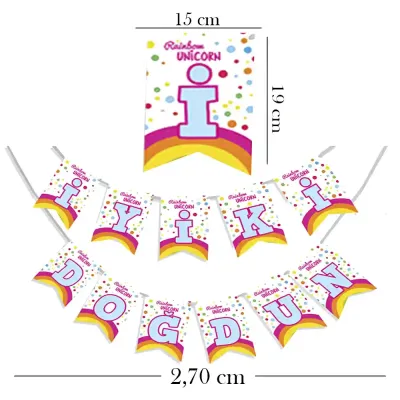 Rainbow Unicorn İyi Ki Doğdun Harf Afiş - 2