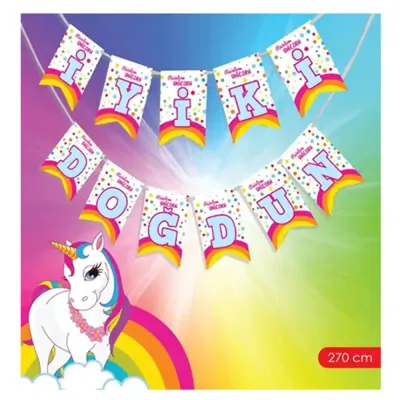 Rainbow Unicorn İyi Ki Doğdun Harf Afiş - 1