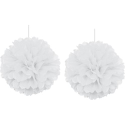 White Decoration Puff - 2pcs - 