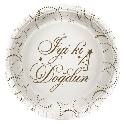 White İyi Ki Doğdun Elegant Paper Plates - 1