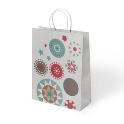 White Paper Bags with Twisted Handles - Christmas - Kika