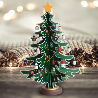 Wooden Christmas Tree Decor - Green - 1