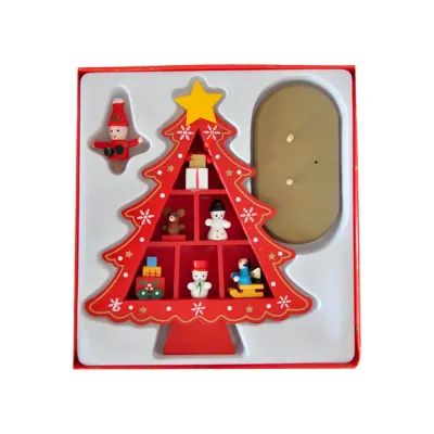 Wooden Christmas Tree Decor - Red - 2