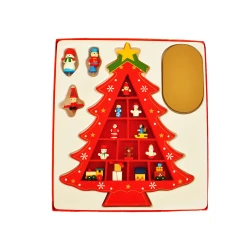 Wooden Christmas Tree Decor - Red - 3