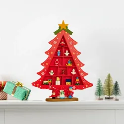 Wooden Christmas Tree Decor - Red - 1